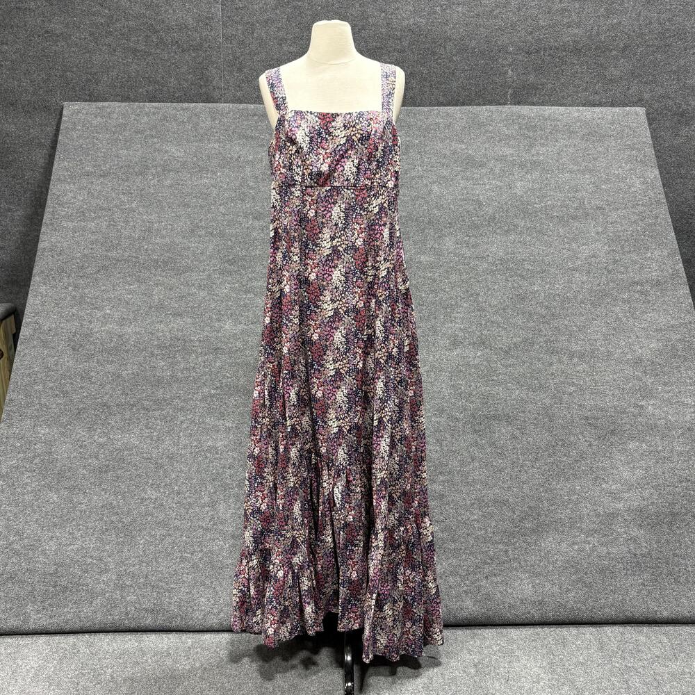 Mayda Cisneros Dress Womens Medium Purple Floral Maxi Sleeveless Ruffle Hem Boho